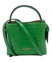 Kate Spade（ケイトスペード）の古着「Knott Croc Embossed Mini Crossbody Leafy Green(ノット クロコ エンボスド ミニ クロスボディ リーフィーグリーン）」｜グリーン