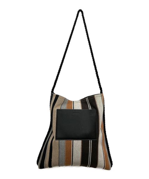 JIL SANDER（ジルサンダー）JIL SANDER (ジルサンダー) キャンバストートバッグ ブラック×ベージュ サイズ:実寸サイズを参照くださいの古着・服飾アイテム