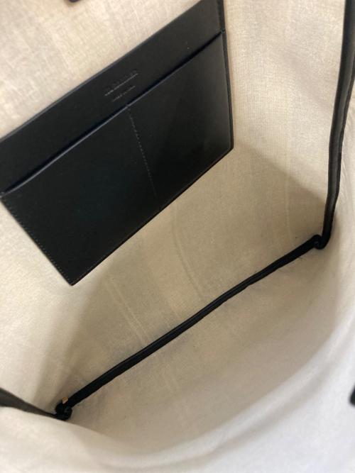 JIL SANDER（ジルサンダー）JIL SANDER (ジルサンダー) キャンバストートバッグ ブラック×ベージュ サイズ:実寸サイズを参照くださいの古着・服飾アイテム