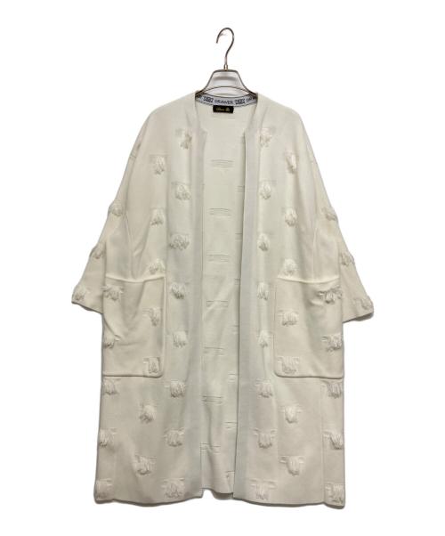 DRAWER（ドゥロワー）DRAWER (ドゥロワー) ミラノ フリンジニットコート ノーカラーコート ホワイト サイズ:不明の古着・服飾アイテム