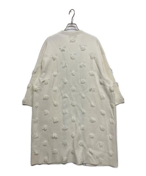 DRAWER（ドゥロワー）DRAWER (ドゥロワー) ミラノ フリンジニットコート ノーカラーコート ホワイト サイズ:不明の古着・服飾アイテム