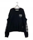OFFWHITEオフホワイト）の古着「Diag Swaetshirt クルーネックスウェットトレーナー　omba025e19e30004」｜ブラック
