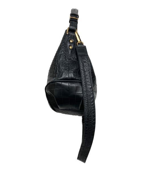 LEATHER JEWELS（レザージュエルズ）LEATHER JEWELS (レザージュエルズ) 型押し2WAY レザーバッグ ブラックの古着・服飾アイテム