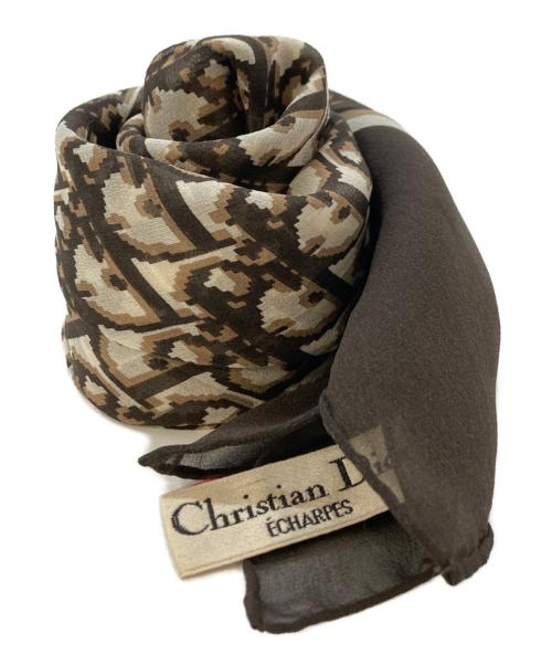 Christian Dior ECHARPES（クリスチャンディオール）Christian Dior ECHARPES (クリスチャンディオール) モノグラムシルクスカーフ ブラウンの古着・服飾アイテム