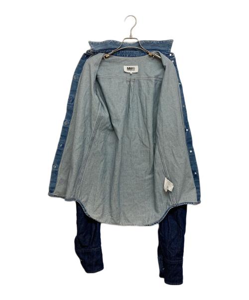 MM6 Maison Margiela（エムエムシックスメゾンマルジェラ）MM6 Maison Margiela (エムエムシックスメゾンマルジェラ) ドッキング デニム シャツ ジャケット インディゴ サイズ:SIZE40の古着・服飾アイテム