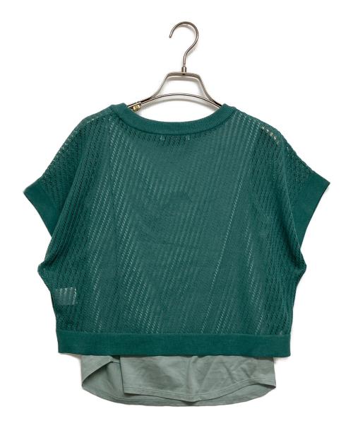 comme ca（コムサ）comme ca (コムサ) 透かし編みレース柄 レイヤードニット グリーン サイズ:SIZE5の古着・服飾アイテム