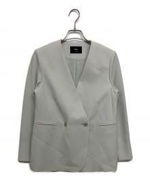 comme ca（コムサ）の古着「アチェローザダブルクロス ノーカラージャケット」｜ベージュ