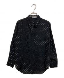 comme ca（コムサ）の古着「ドットプリント ボウタイシャツ」｜ブラック