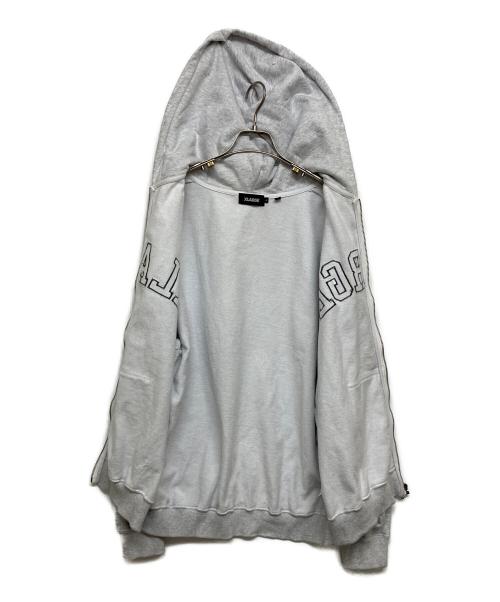 X-LARGE（エクストララージ）X-LARGE (エクストララージ) PERFORATED LEATHER LOGO ZIP UP HOODED SWEATSHIRT/ジップパーカー グレー サイズ:SIZE Lの古着・服飾アイテム