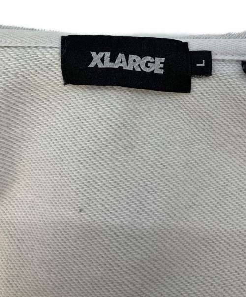X-LARGE（エクストララージ）X-LARGE (エクストララージ) PERFORATED LEATHER LOGO ZIP UP HOODED SWEATSHIRT/ジップパーカー グレー サイズ:SIZE Lの古着・服飾アイテム