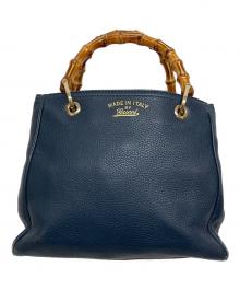 GUCCI（グッチ）の古着「バンブーショッパースモールハンドバッグ」｜ネイビー