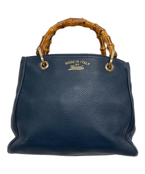 GUCCI（グッチ）GUCCI (グッチ) バンブーショッパースモールハンドバッグ ネイビー サイズ:実寸サイズを参照くださいの古着・服飾アイテム
