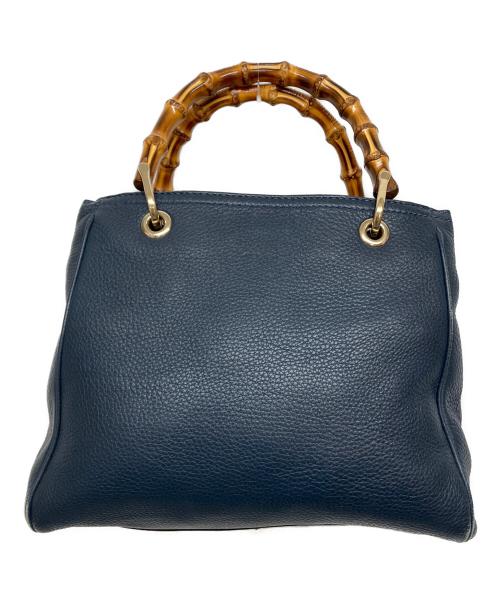 GUCCI（グッチ）GUCCI (グッチ) バンブーショッパースモールハンドバッグ ネイビー サイズ:実寸サイズを参照くださいの古着・服飾アイテム