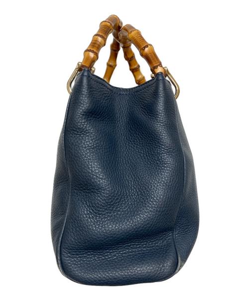 GUCCI（グッチ）GUCCI (グッチ) バンブーショッパースモールハンドバッグ ネイビー サイズ:実寸サイズを参照くださいの古着・服飾アイテム