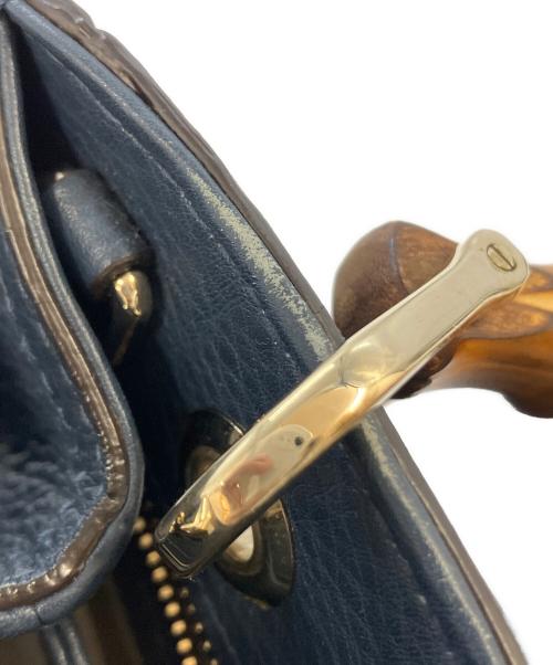 GUCCI（グッチ）GUCCI (グッチ) バンブーショッパースモールハンドバッグ ネイビー サイズ:実寸サイズを参照くださいの古着・服飾アイテム