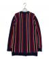 CELINE (セリーヌ) ストライプ ウール ニットカーディガン レッド×ネイビー サイズ:SIZE XS：50000円