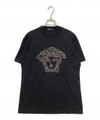 VERSACEヴェルサーチェ）の古着「モノフィラメント糸加工ラインストーンTシャツ」｜ブラック