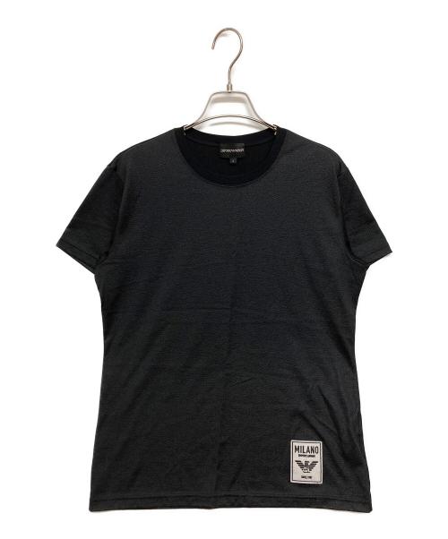 EMPORIO ARMANI（エンポリオ アルマーニ）EMPORIO ARMANI (エンポリオ アルマーニ) 型押しデザインTシャツ ブラック サイズ:Lの古着・服飾アイテム