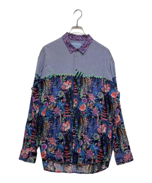 71 MICHAEL（ミシェル）71 MICHAEL (ミシェル) LIBERTY (リバティ) リバティ 異素材 ドッキング シャツ パープル サイズ:SIZE2の古着・服飾アイテム