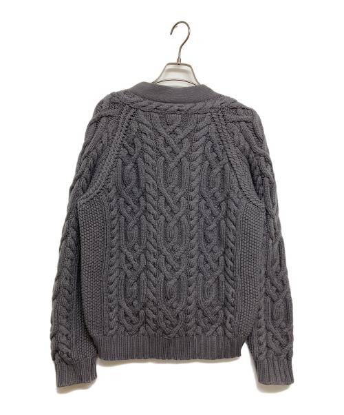 DRAWER（ドゥロワー）DRAWER (ドゥロワー) ウールカシミヤケーブルVネックカーディガン グレー サイズ:SIZE Freeの古着・服飾アイテム