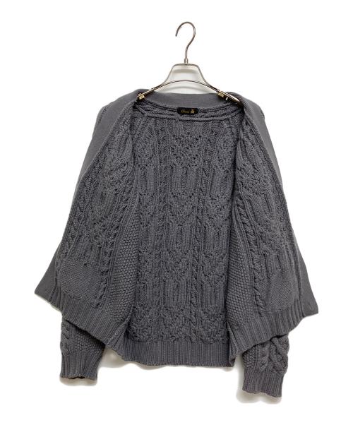 DRAWER（ドゥロワー）DRAWER (ドゥロワー) ウールカシミヤケーブルVネックカーディガン グレー サイズ:SIZE Freeの古着・服飾アイテム