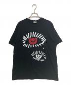BLACK COMME des GARCONSブラックコムデギャルソン）の古着「ダブルアイプリントTシャツ」｜ブラック