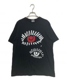 BLACK COMME des GARCONS（ブラックコムデギャルソン）の古着「ダブルアイプリントTシャツ」｜ブラック