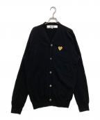 PLAY COMME des GARCONSプレイコムデギャルソン）の古着「V-Neck Cardigan With Gold Emblem」｜ブラック