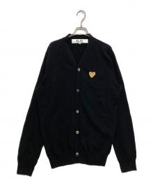 PLAY COMME des GARCONS（プレイコムデギャルソン）の古着「V-Neck Cardigan With Gold Emblem」｜ブラック