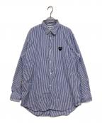PLAY COMME des GARCONSプレイコムデギャルソン）の古着「ハートワッペンストライプシャツ」｜ブルー