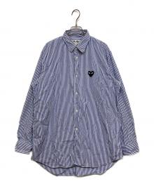 PLAY COMME des GARCONS（プレイコムデギャルソン）の古着「ハートワッペンストライプシャツ」｜ブルー