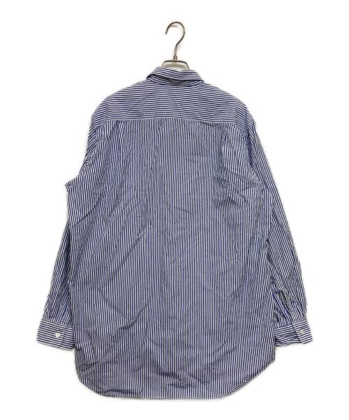 PLAY COMME des GARCONS（プレイコムデギャルソン）PLAY COMME des GARCONS (プレイコムデギャルソン) ハートワッペンストライプシャツ ブルー サイズ:SIZE XLの古着・服飾アイテム