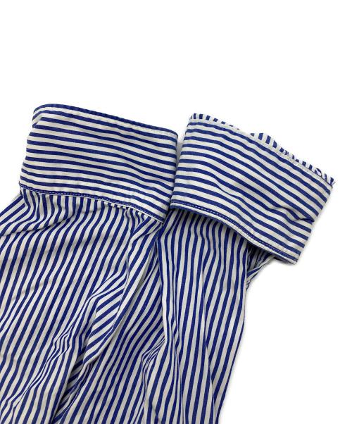 PLAY COMME des GARCONS（プレイコムデギャルソン）PLAY COMME des GARCONS (プレイコムデギャルソン) ハートワッペンストライプシャツ ブルー サイズ:SIZE XLの古着・服飾アイテム