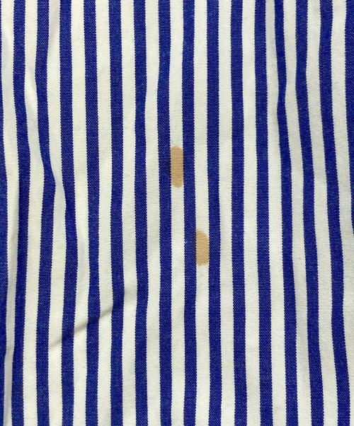 PLAY COMME des GARCONS（プレイコムデギャルソン）PLAY COMME des GARCONS (プレイコムデギャルソン) ハートワッペンストライプシャツ ブルー サイズ:SIZE XLの古着・服飾アイテム