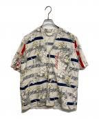 MA deshabilleエムエーデザビエ）の古着「花柄シルクシャツ」｜レッド×ベージュ