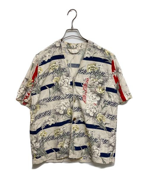MA deshabille（エムエーデザビエ）MA deshabille (エムエーデザビエ) 花柄シルクシャツ レッド×ベージュ サイズ:SIZE Mの古着・服飾アイテム