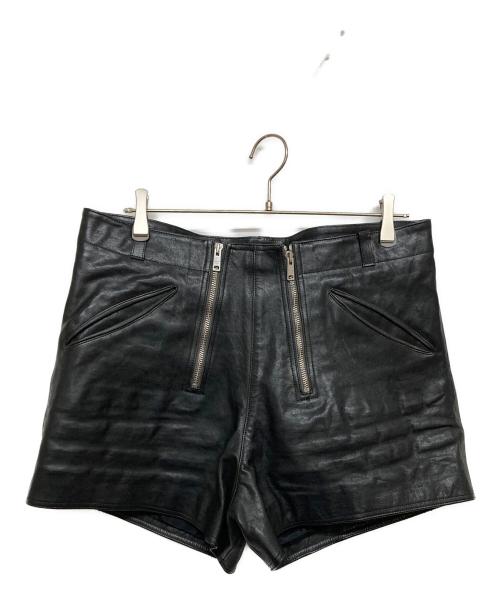 PRADA（プラダ）PRADA (プラダ) ダブルジップレザーショートパンツ ブラック サイズ:SIZE52の古着・服飾アイテム