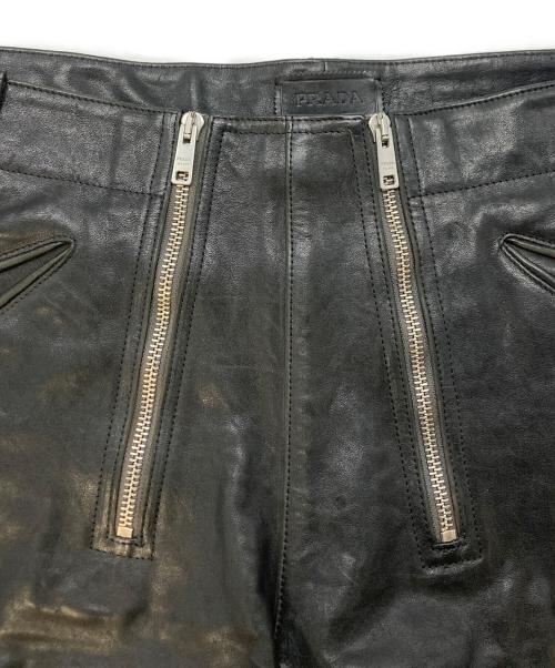 PRADA（プラダ）PRADA (プラダ) ダブルジップレザーショートパンツ ブラック サイズ:SIZE52の古着・服飾アイテム