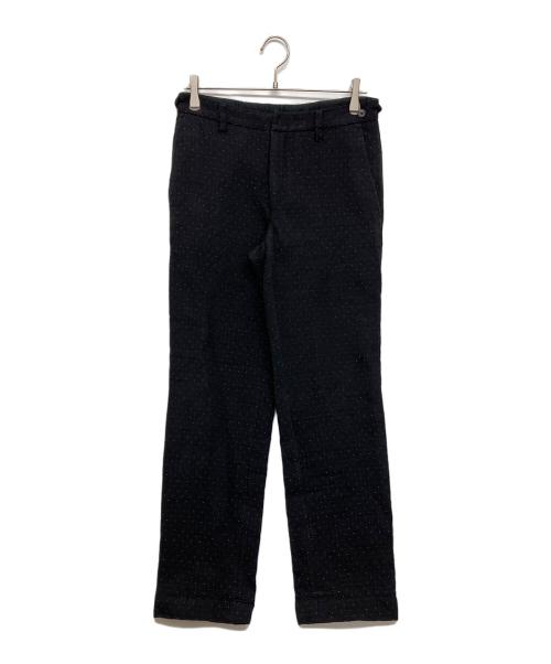 ANN DEMEULEMEESTER（アンドゥムルメステール）ANN DEMEULEMEESTER (アンドゥムルメステール) ウール混ピンドットトラウザーズ/ pin-dot wool trousers ブラック サイズ:SIZE XXSの古着・服飾アイテム