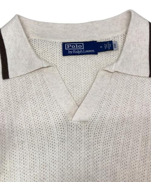 POLO RALPH LAUREN（ポロ・ラルフローレン）POLO RALPH LAUREN (ポロ・ラルフローレン) スキッパーニットポロシャツ アイボリー サイズ:SIZE Mの古着・服飾アイテム