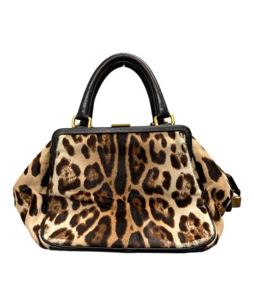 DOLCE & GABBANA（ドルチェ＆ガッバーナ）DOLCE & GABBANA (ドルチェ＆ガッバーナ) レオパードハンドバッグ ブラウン サイズ:実寸サイズをご参照下さい。の古着・服飾アイテム