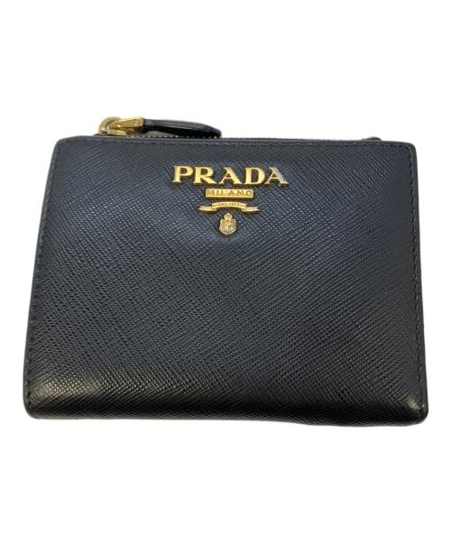 PRADA（プラダ）PRADA (プラダ) サフィアーノ2つ折り財布 ブラック サイズ:実寸サイズをご参照下さい。の古着・服飾アイテム