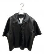 MM6 Maison Margielaエムエムシックスメゾンマルジェラ）の古着「ヴィーガンレザーボクシーシャツ/Faux Leather Boxy Shirt」｜ブラック