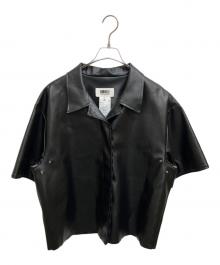 MM6 Maison Margiela（エムエムシックスメゾンマルジェラ）の古着「ヴィーガンレザーボクシーシャツ/Faux Leather Boxy Shirt」｜ブラック