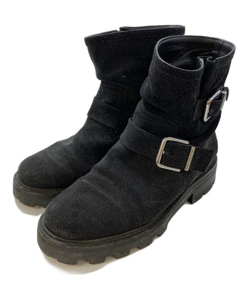 JIMMY CHOO（ジミーチュウ）JIMMY CHOO (ジミーチュウ) ラメショートエンジニアブーツ ブラック サイズ:SIZE36の古着・服飾アイテム