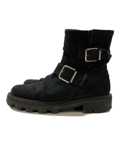JIMMY CHOO（ジミーチュウ）JIMMY CHOO (ジミーチュウ) ラメショートエンジニアブーツ ブラック サイズ:SIZE36の古着・服飾アイテム