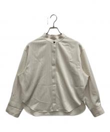 Plage（プラージュ）の古着「Pin stripeバンドカラーシャツ」｜ホワイト