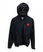 PLAY COMME des GARCONSプレイコムデギャルソン）の古着「Zip-Up Hoodie With Layered Red Emblem Black」｜ブラック