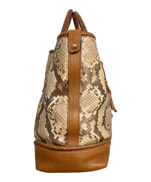 GUCCI（グッチ）GUCCI (グッチ) パイソン ハンドトートバッグ ブラウン×ベージュ サイズ:実寸サイズをご参照くださいの古着・服飾アイテム