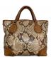 GUCCI (グッチ) パイソン ハンドトートバッグ ブラウン×ベージュ サイズ:実寸サイズをご参照ください：70000円